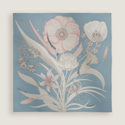 Brides de Gala en Fleurs scarf 90 - Blue | Hermès USA